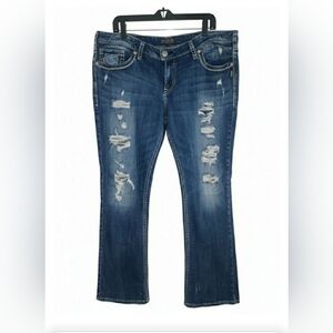 Plus Size 22 X 33 Silver Boot Cut Y2K Denim Jeans Tuesday